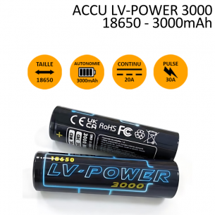 ACCU CIGARETTE ÉLECTRONIQUE 18650 3000mAh