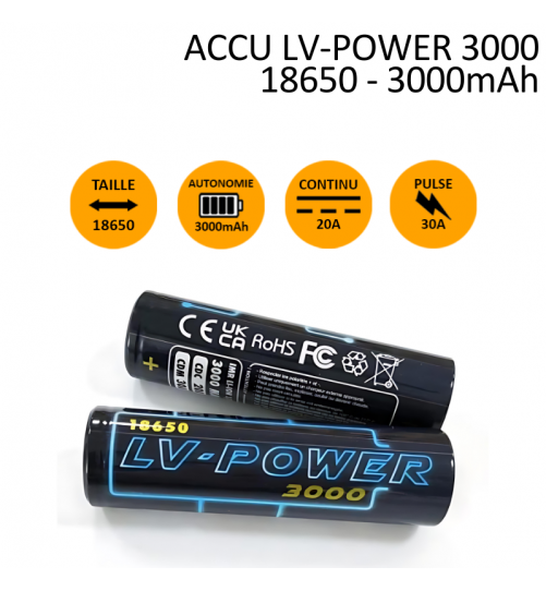 ACCU CIGARETTE ÉLECTRONIQUE 18650 3000mAh
