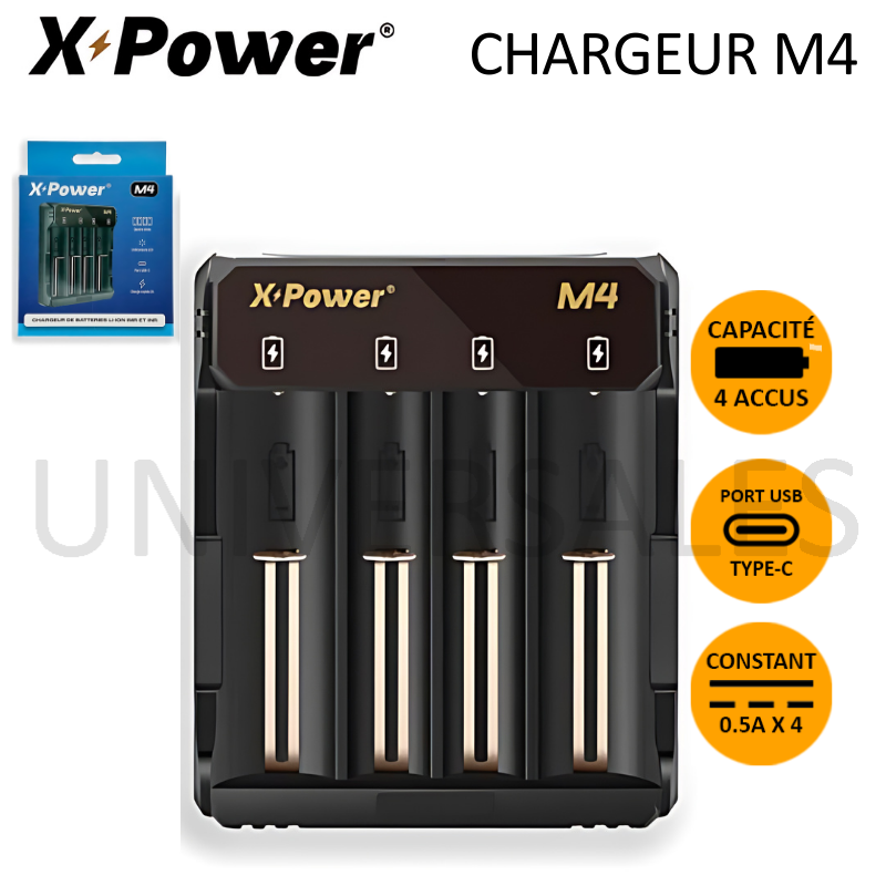 CHARGEUR M4 QUATRE ACCU - X POWER