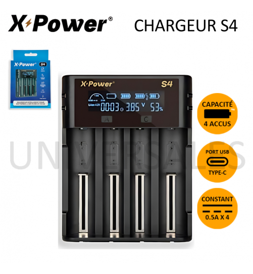 chargeur 4 accus xpower