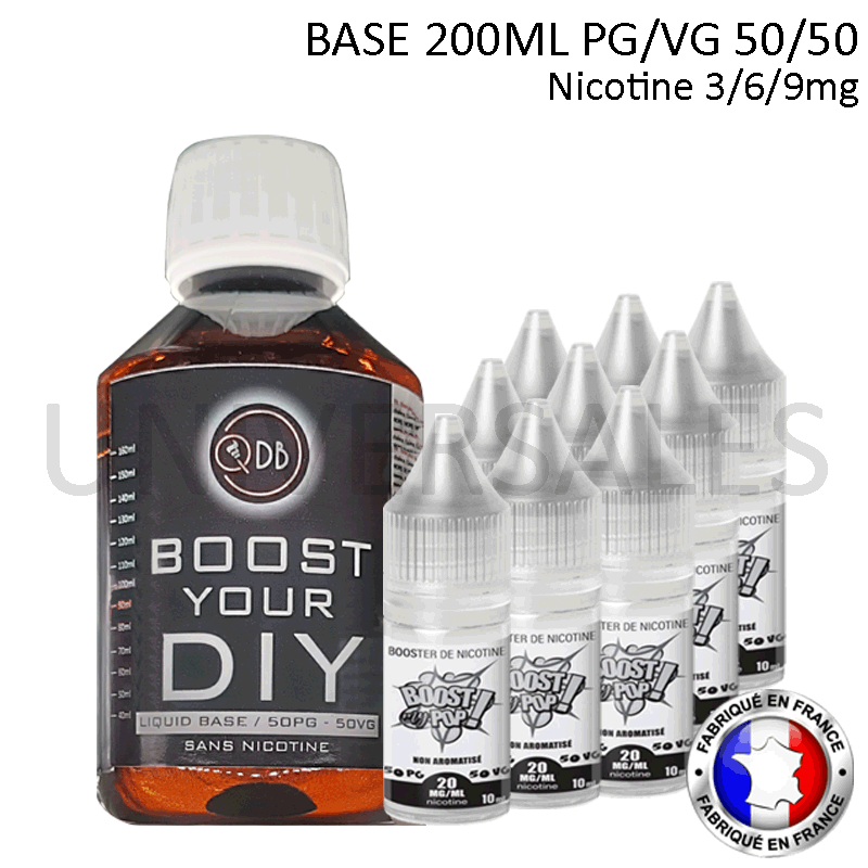 Kit D.I.Y. base 50/50 avec nicotine - 200ml Kit D.I.Y. base 50/50 avec nicotine - 200ml