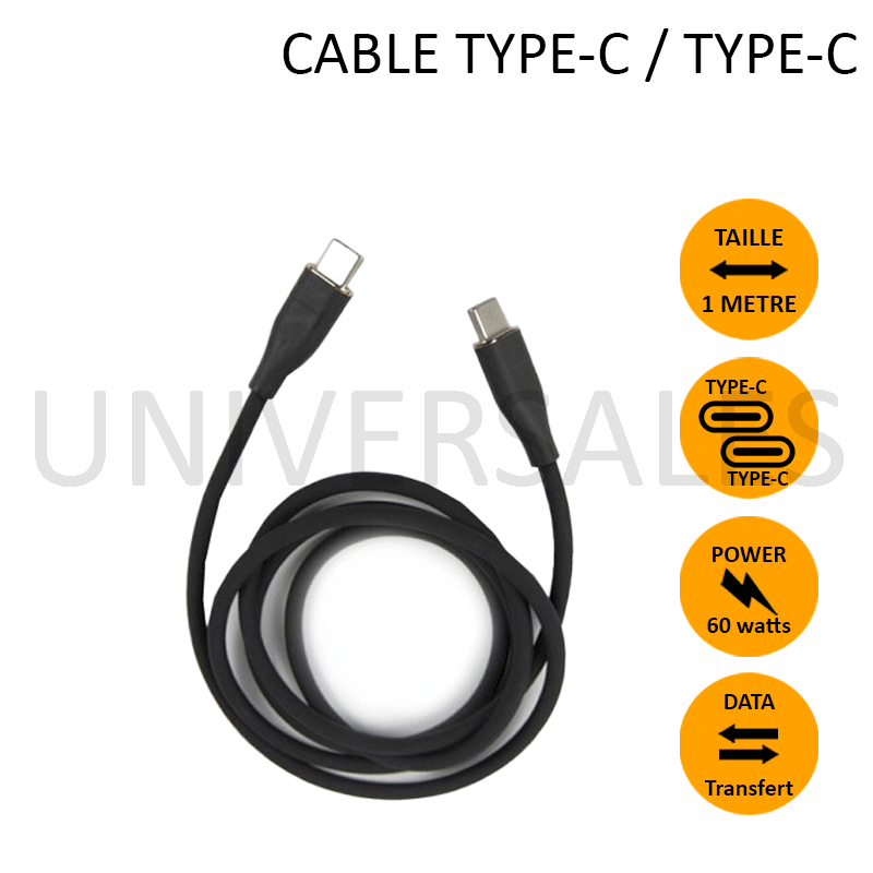 CABLE TYPE-C / TYPE-C CHARGE RAPIDE 60W CABLE TYPE-C / TYPE-C CHARGE RAPIDE 60W